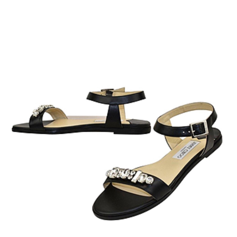 Jimmy Choo Onpa City Flat with Jewel Black Sandals - Picture 1 of 6